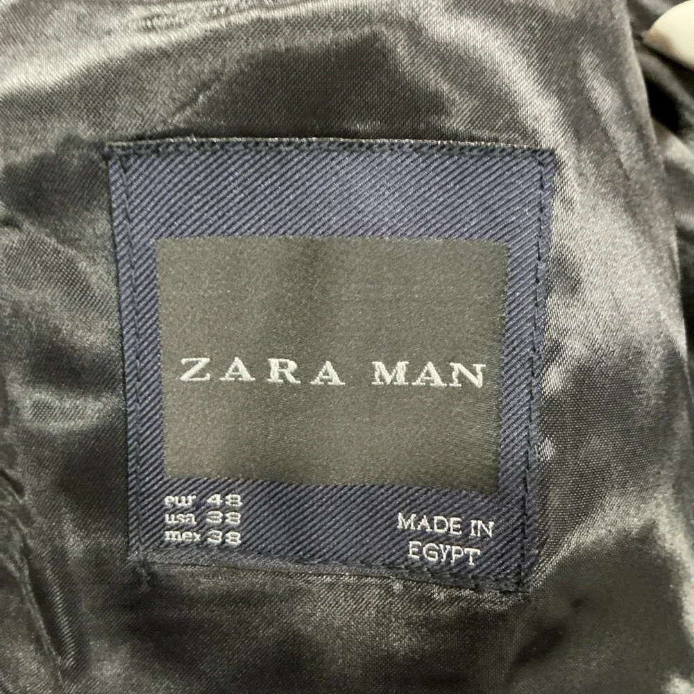 Zara Man Houndstooth Wool Blend Sport Coat Jacket Blazer, Navy Blue, 38R